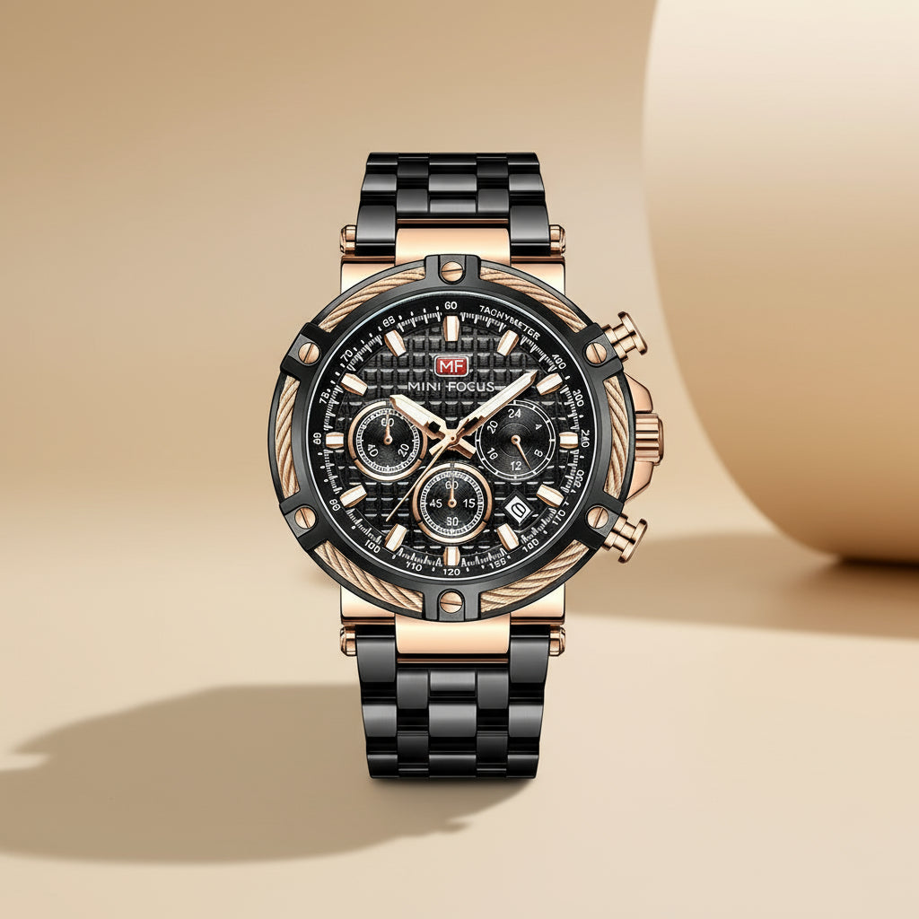 Luminous Steel Chronograph Watch for Men