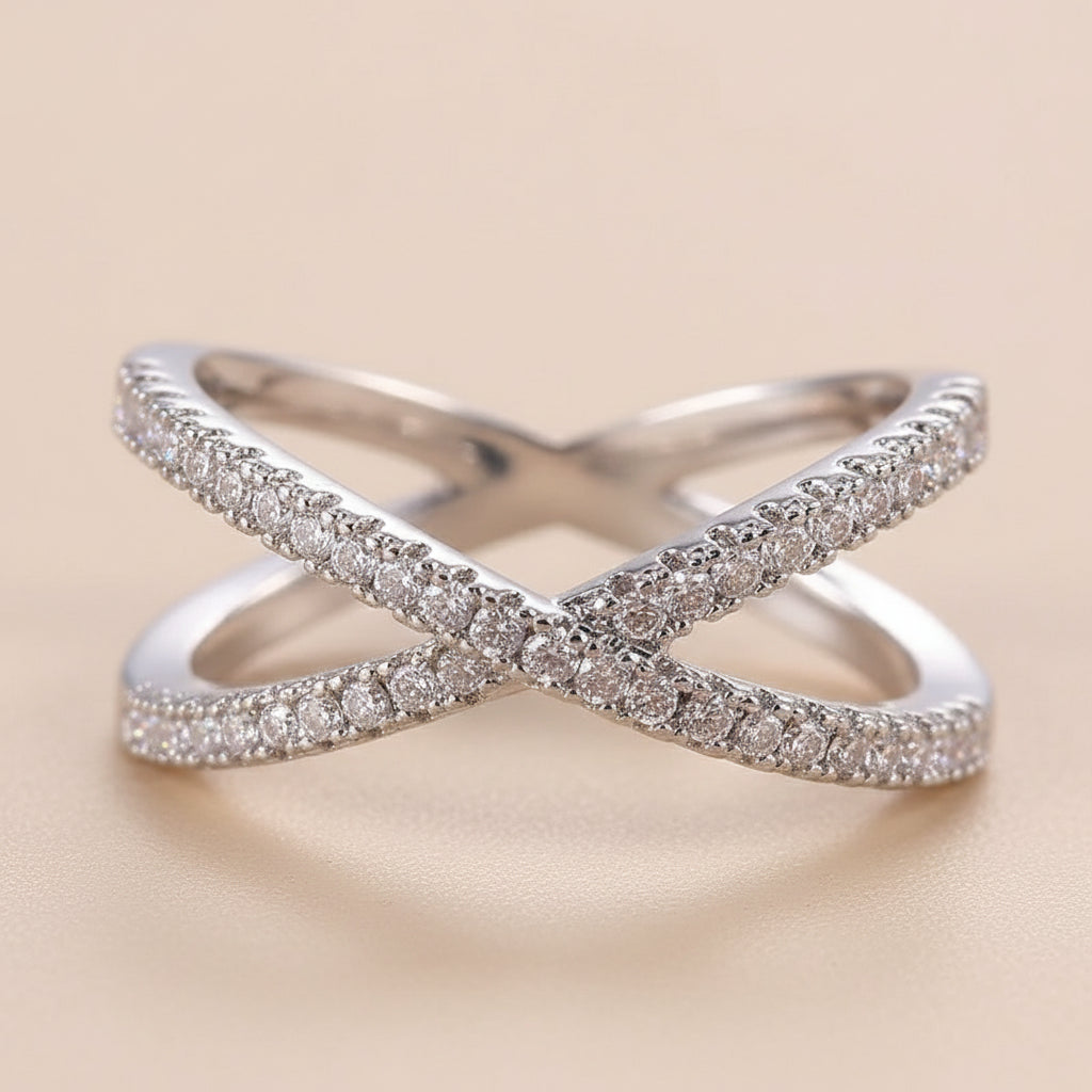 Crossover Pavé Band Ring