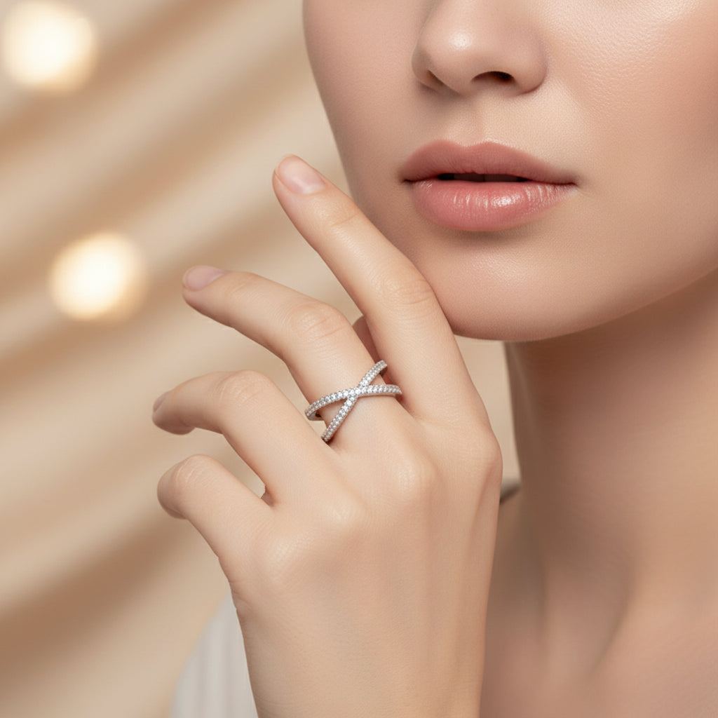Crossover Pavé Band Ring