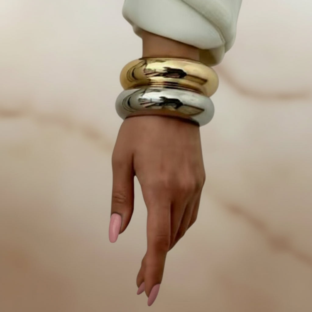 Glossy Bold Cuff — Gold & Silver Edition