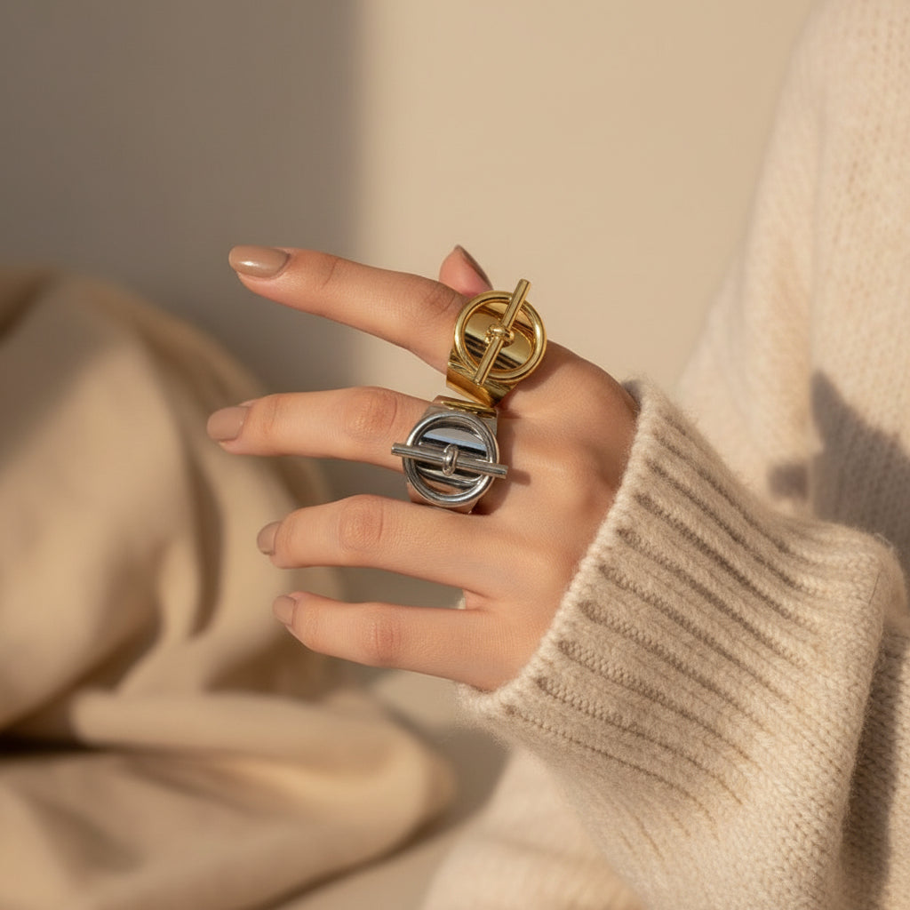 Sculptural Couple Rings in Gold or Silver