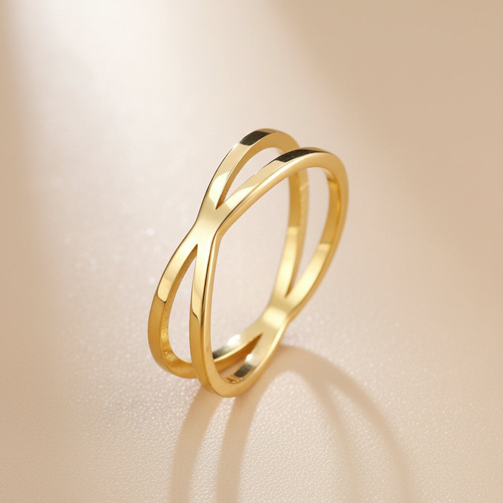 Cross Band Couple Rings in Gold or Silver