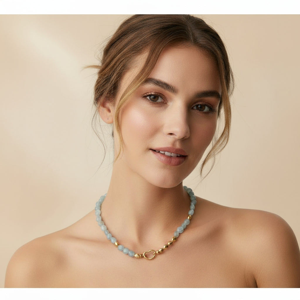 Aquamarine Chain Bracelet or Necklace Edition