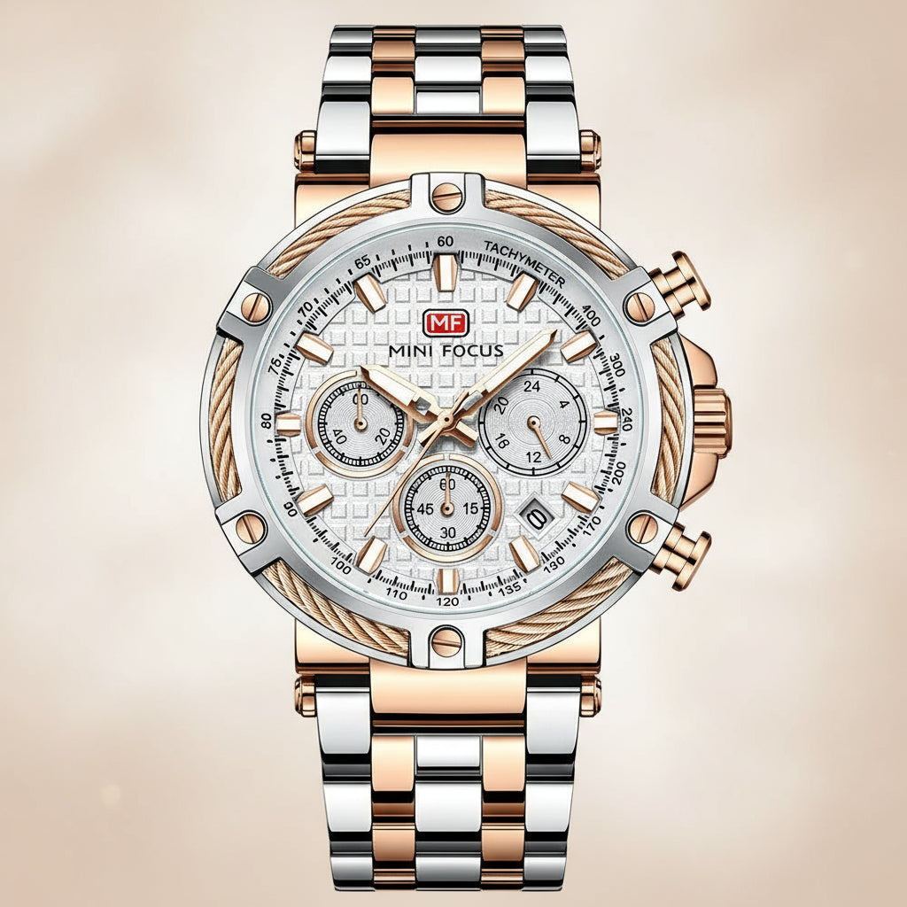 Luminous Steel Chronograph Watch for Men