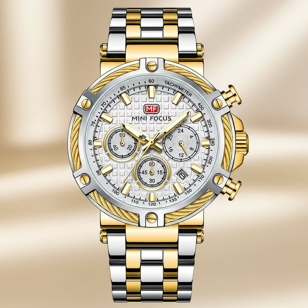 Luminous Steel Chronograph Watch for Men