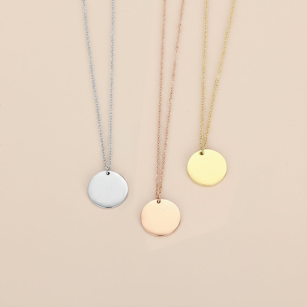 Minimal Round Pendant Necklace – 18K Gold, Silver & Rose Gold