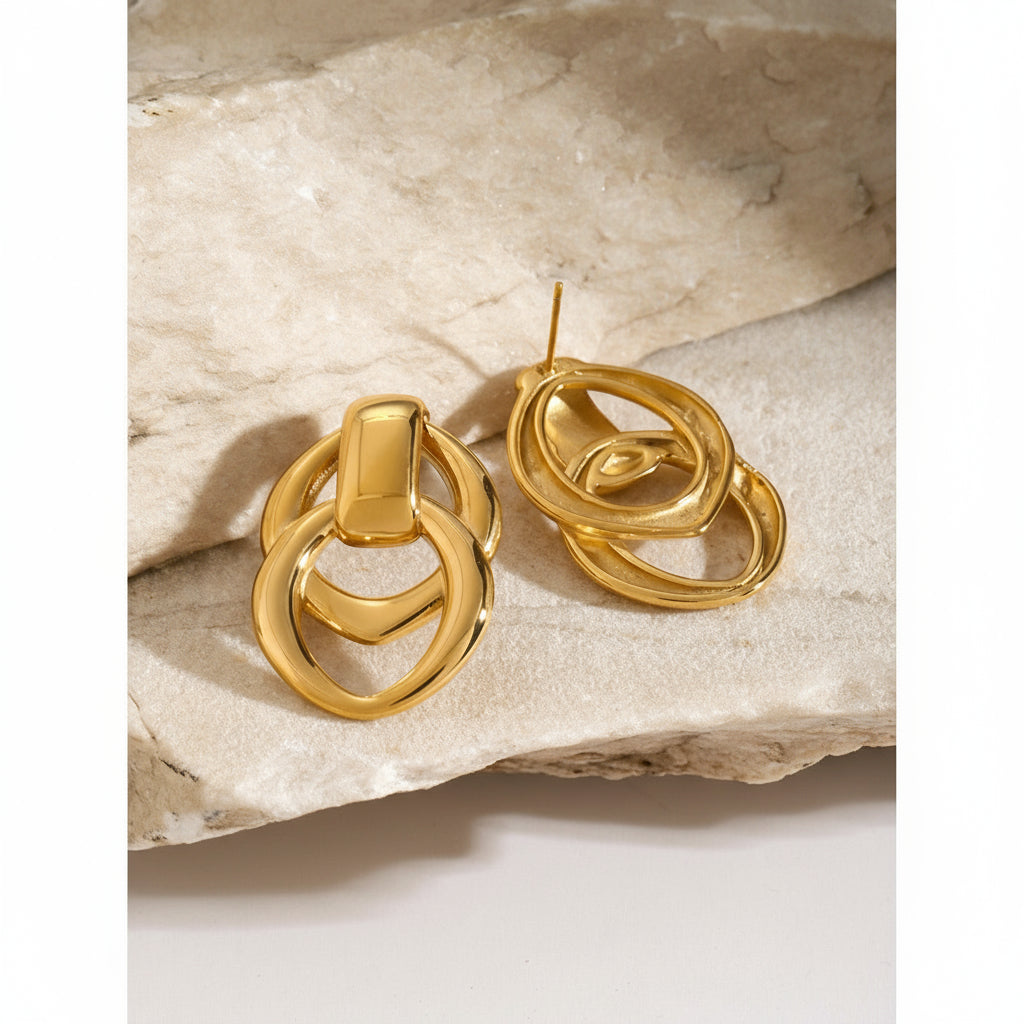 Gold Interlinked Drop Earrings