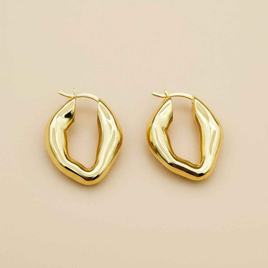18K Sculpted Gold Hoop Earrings
