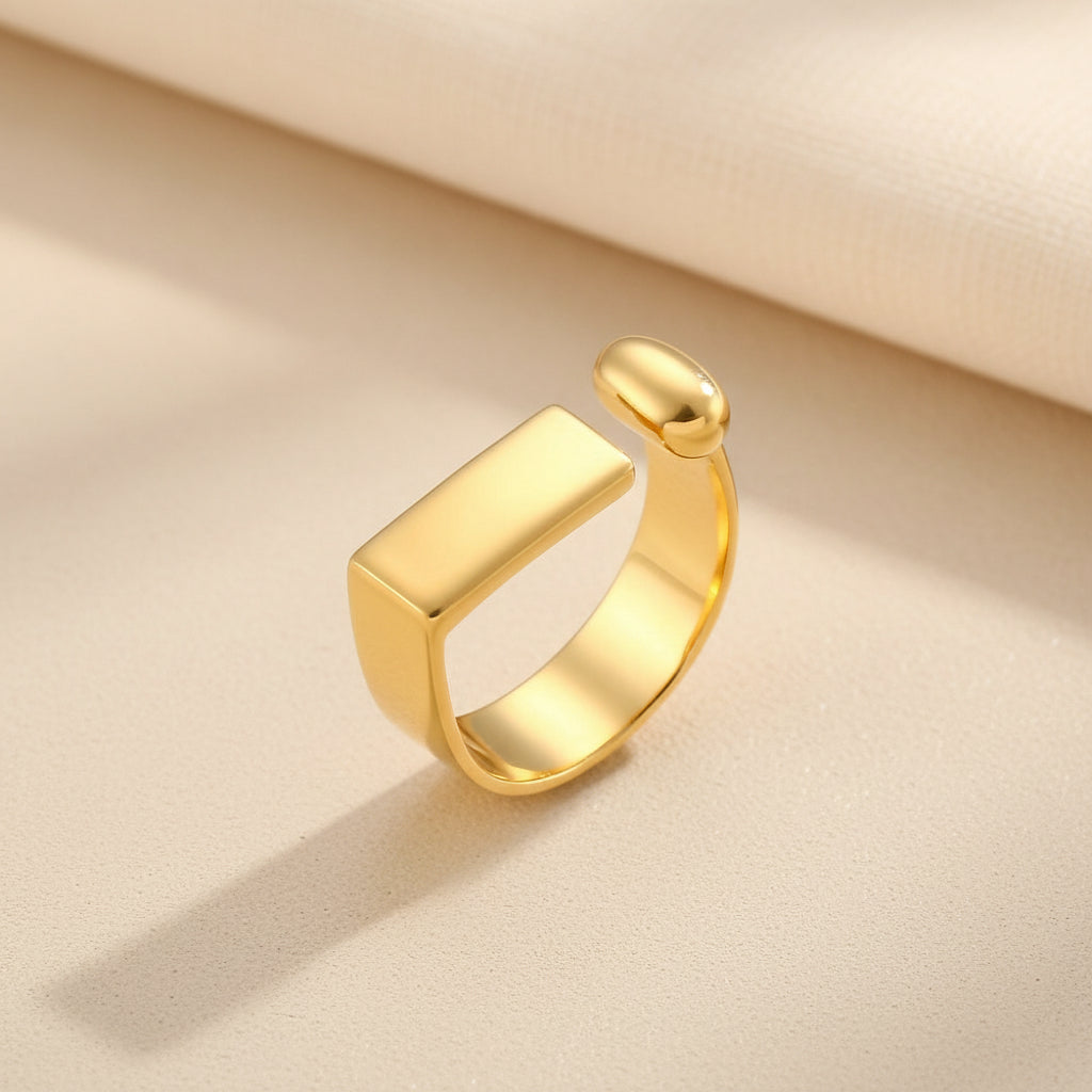 Geometric Open Band Ring in Gold Finish