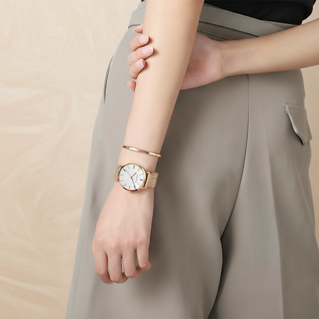 Rainbow-Dial Mesh Watch