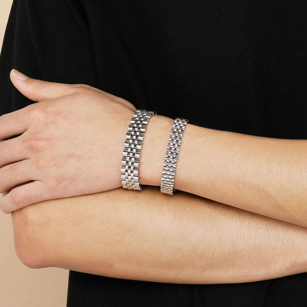 Titanium Steel Chain Bracelet – Adjustable 10mm Design | Aimaro Men’s Collection