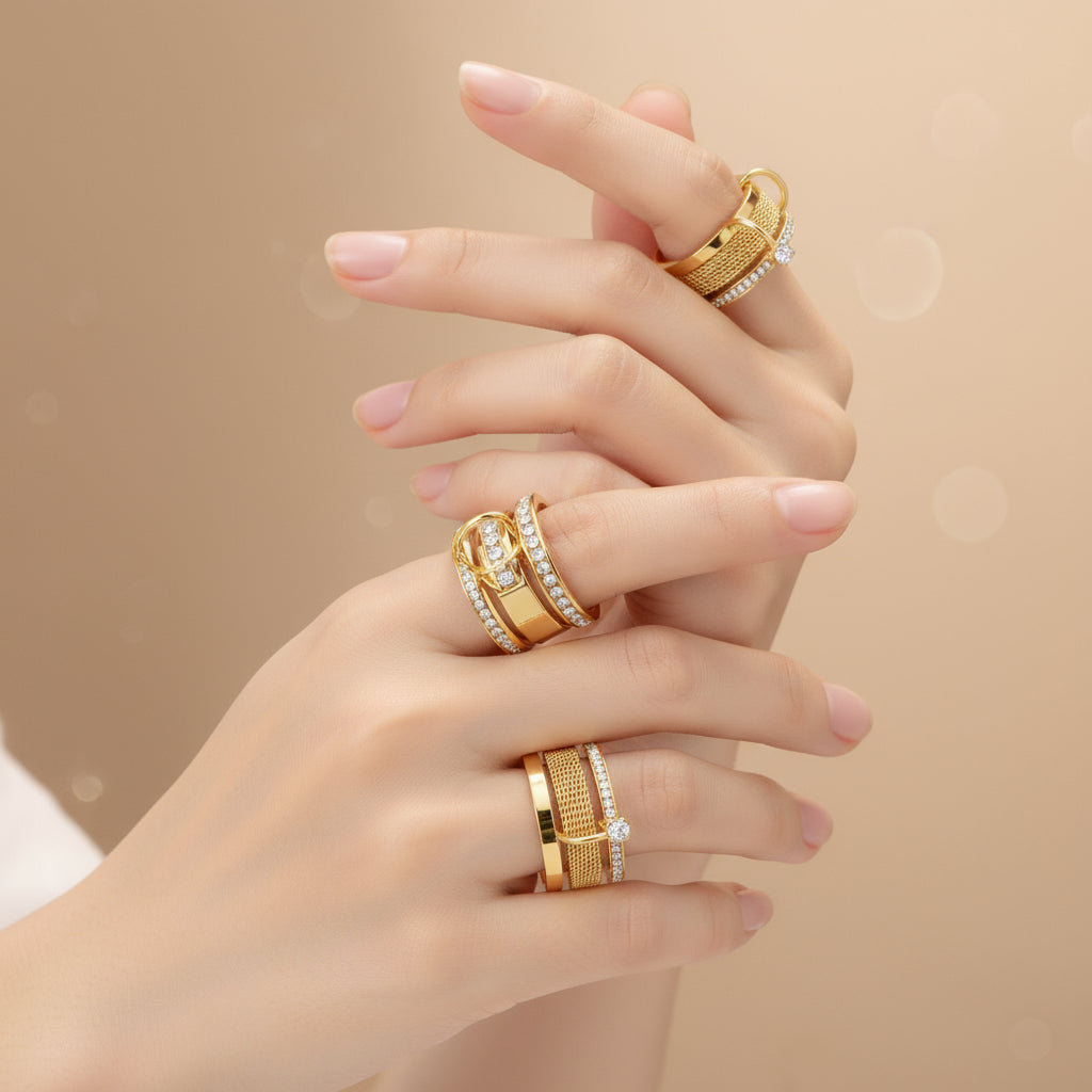 Twin Layer Gold Band Ring