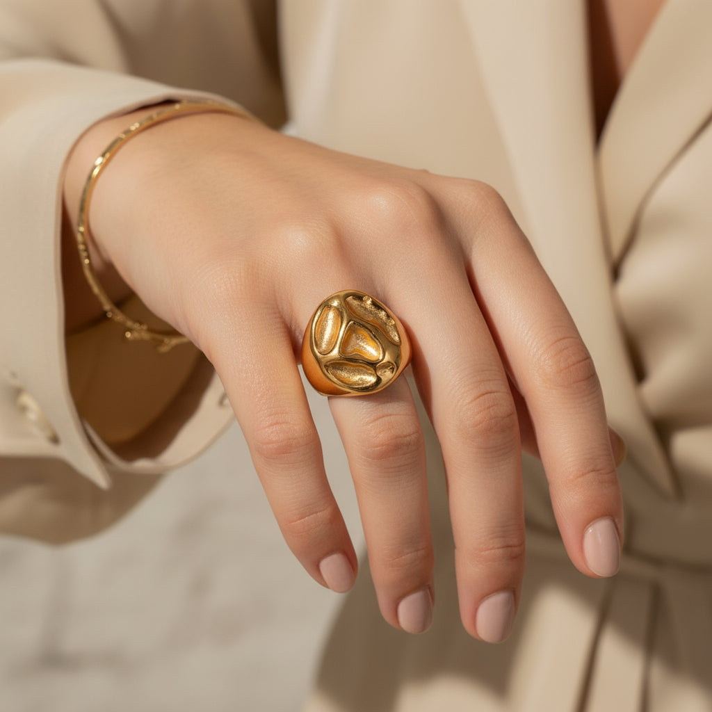 Sculptural Flow Ring | Autumn Gold & Silver Edition