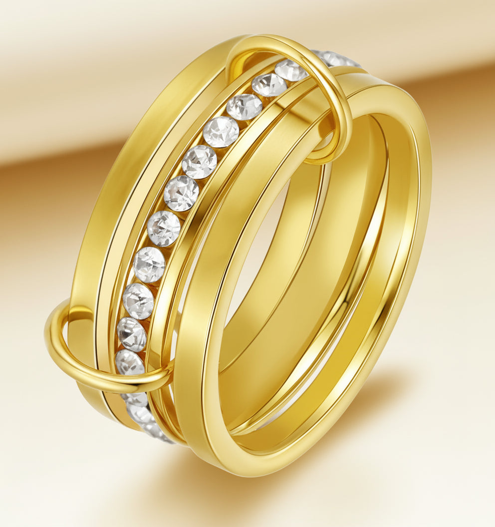 Twin Layer Gold Band Ring