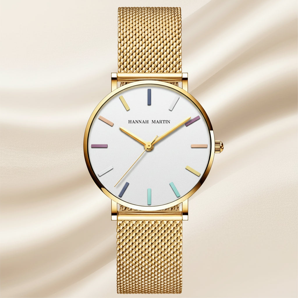 Rainbow-Dial Mesh Watch