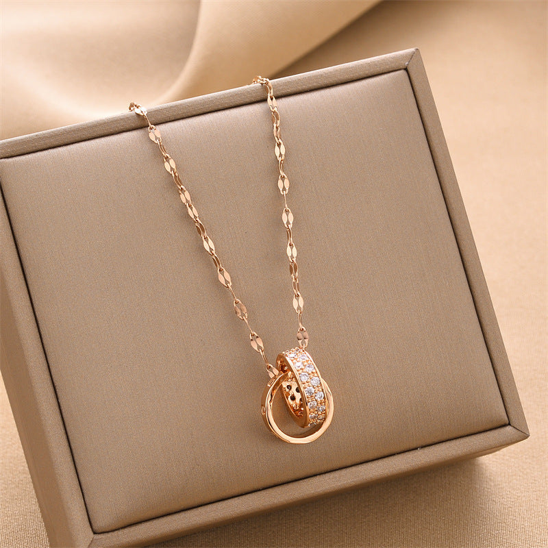 Double Ring Necklace — Titanium Steel | Gold, Silver & Rose Gold Finish