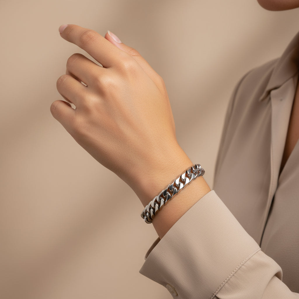 Titanium Steel Double Buckle Chain — Modern Unisex Necklace & Bracelet Set