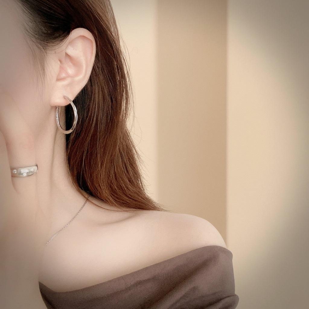 Open Band Hoop Earrings Silver