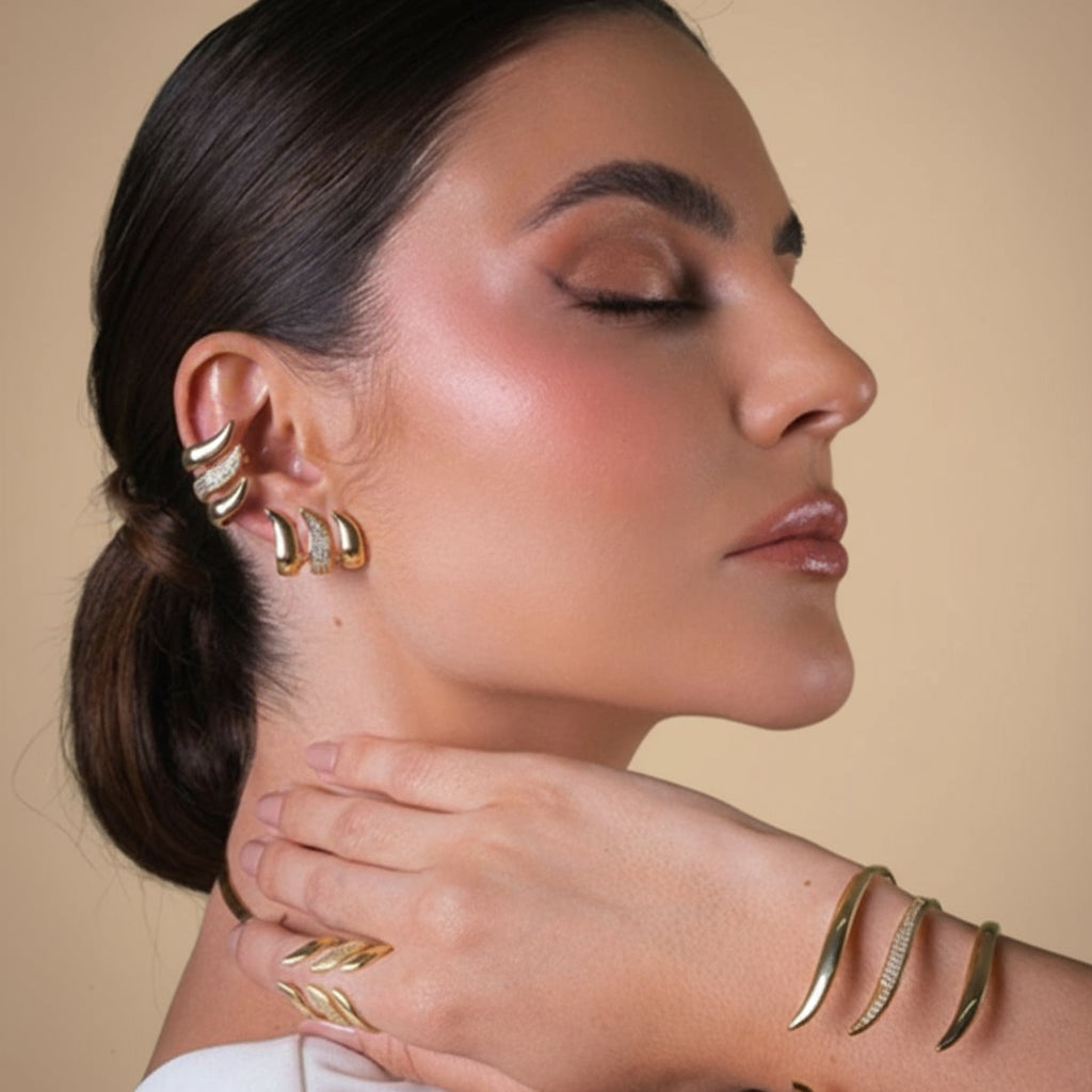 Gold Layered Wave Earrings