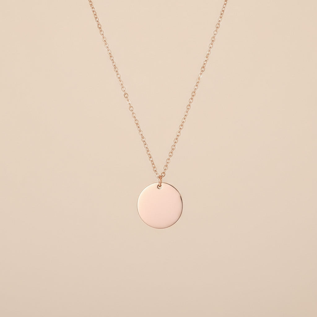 Minimal Round Pendant Necklace – 18K Gold, Silver & Rose Gold