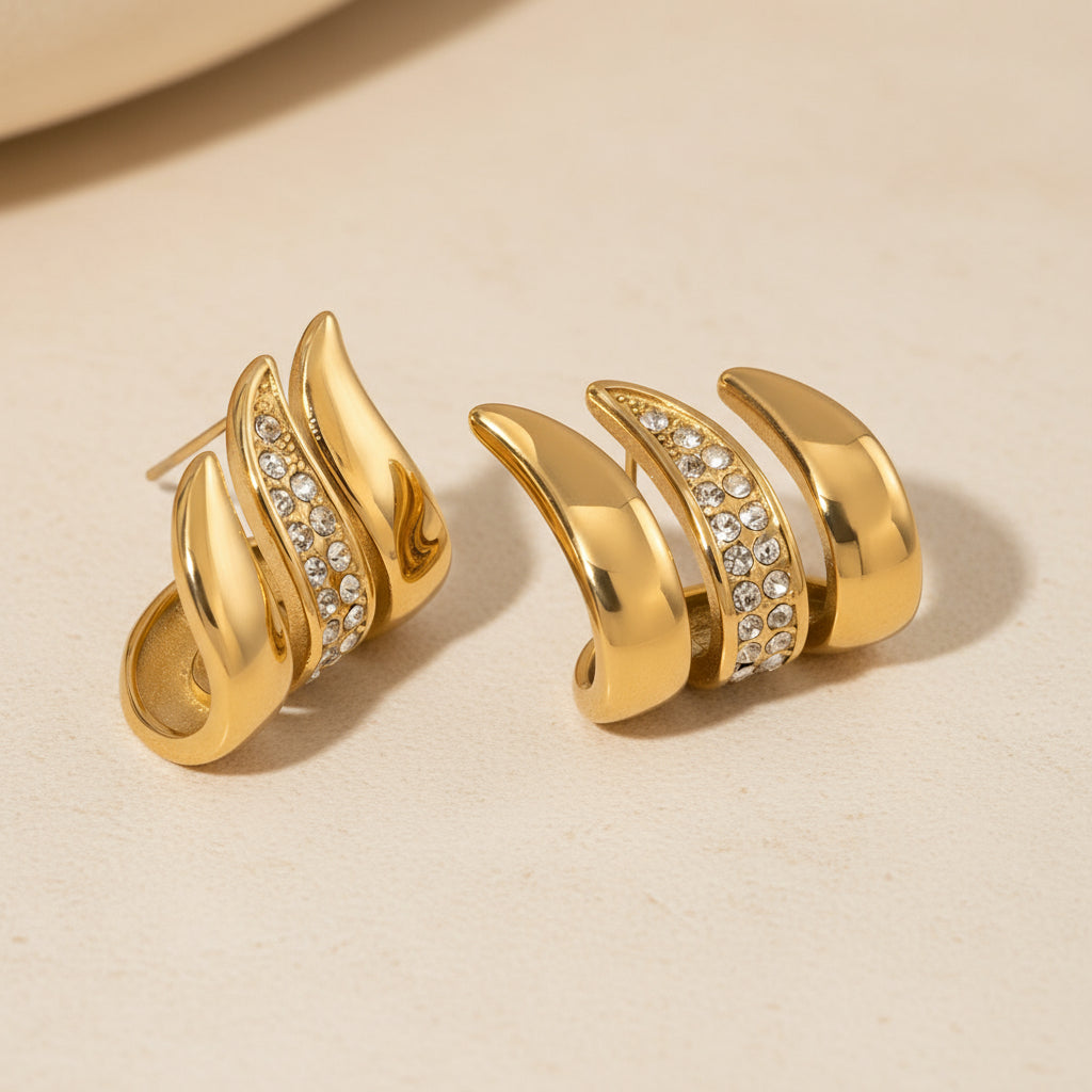 Gold Layered Wave Earrings