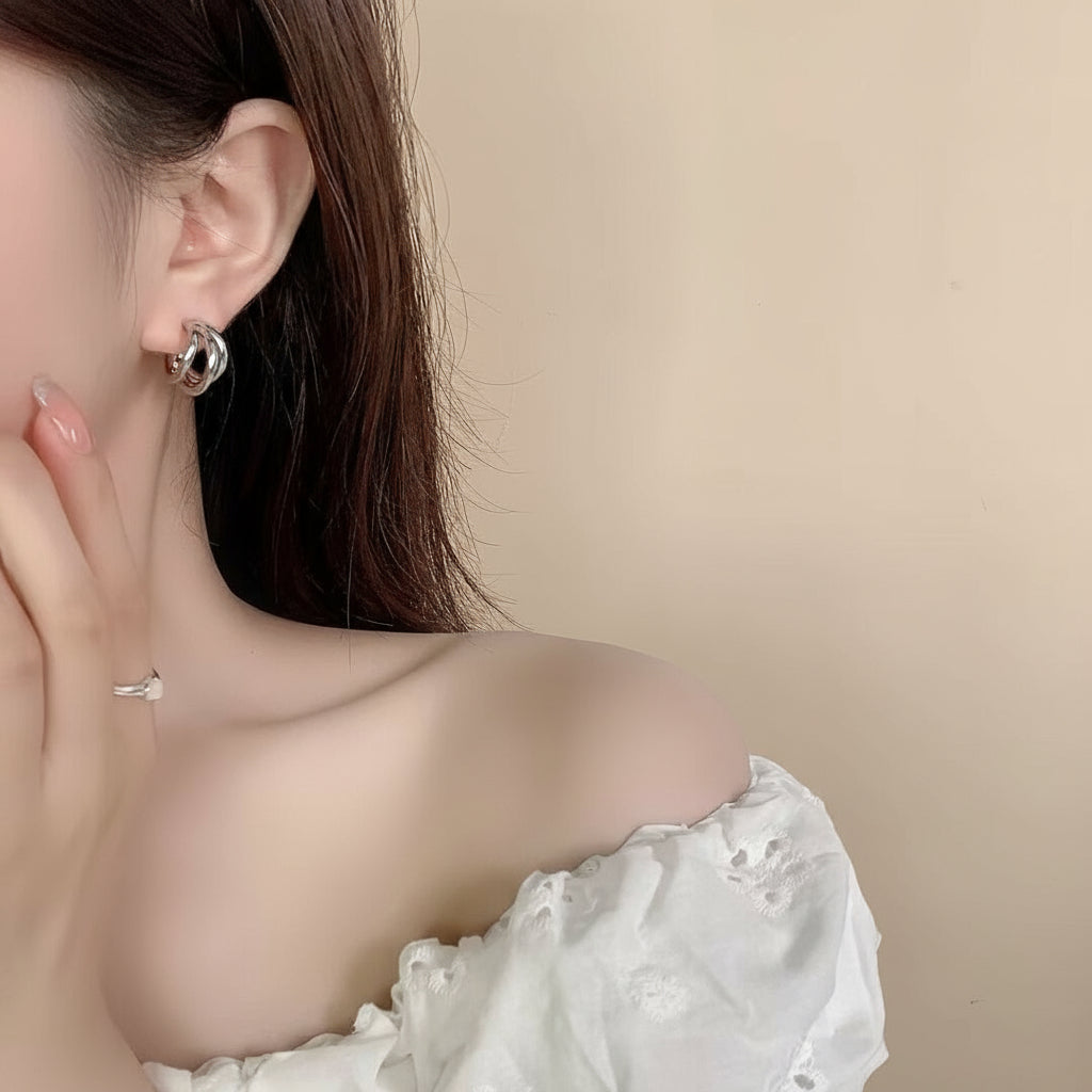 Modern Style Earrings Silver