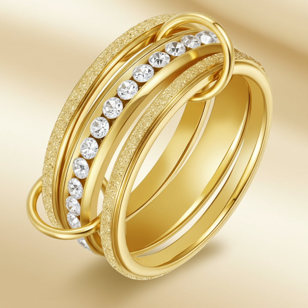 Twin Layer Gold Band Ring
