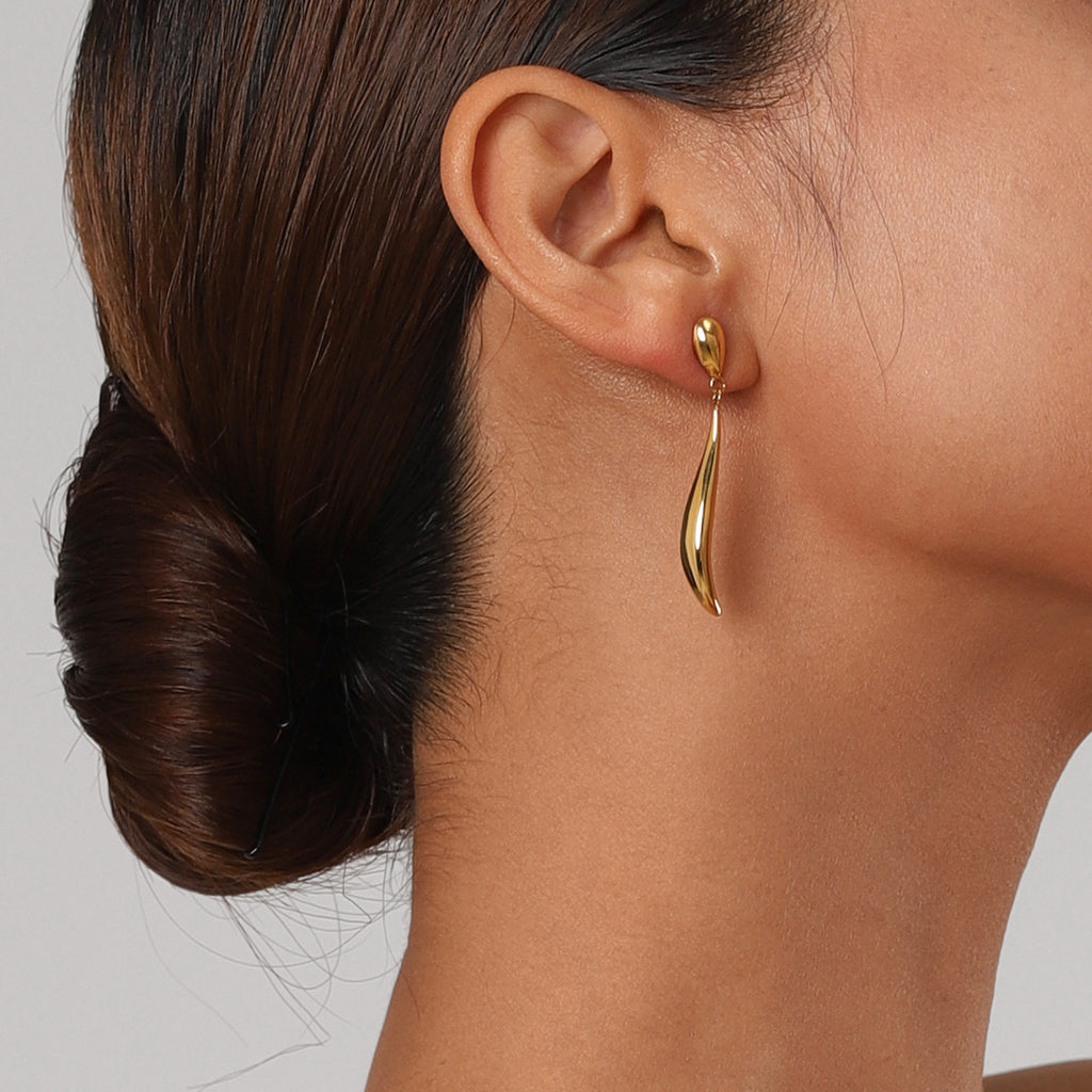Gold Fluid Drop Earrings