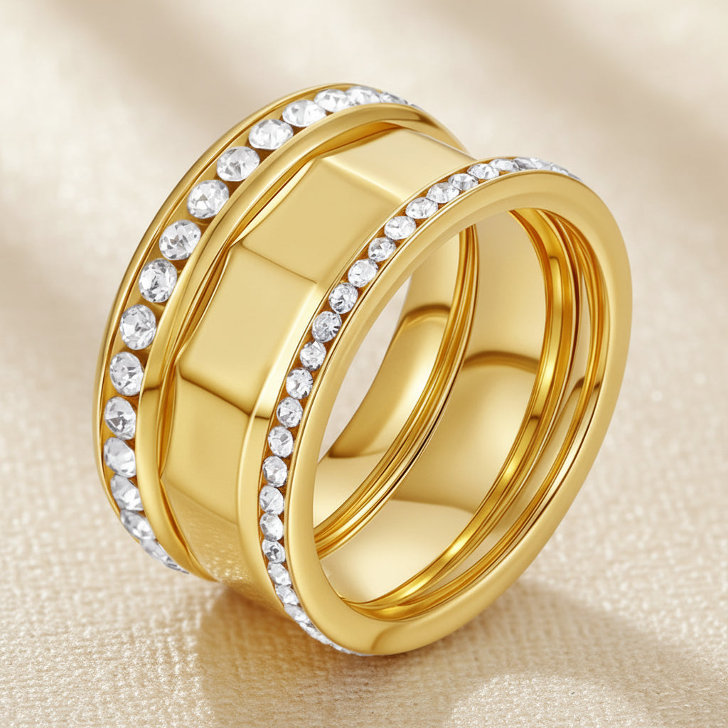 Twin Layer Gold Band Ring