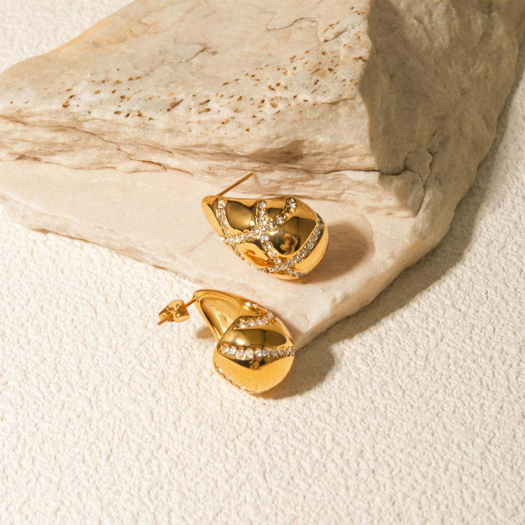 Gold-tone sculptural drop earrings