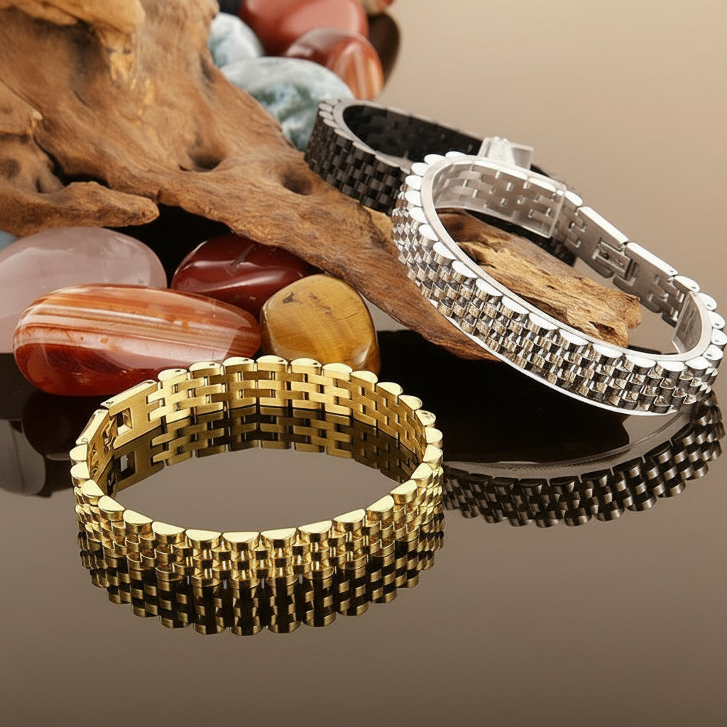 Titanium Steel Chain Bracelet – Adjustable 10mm Design | Aimaro Men’s Collection