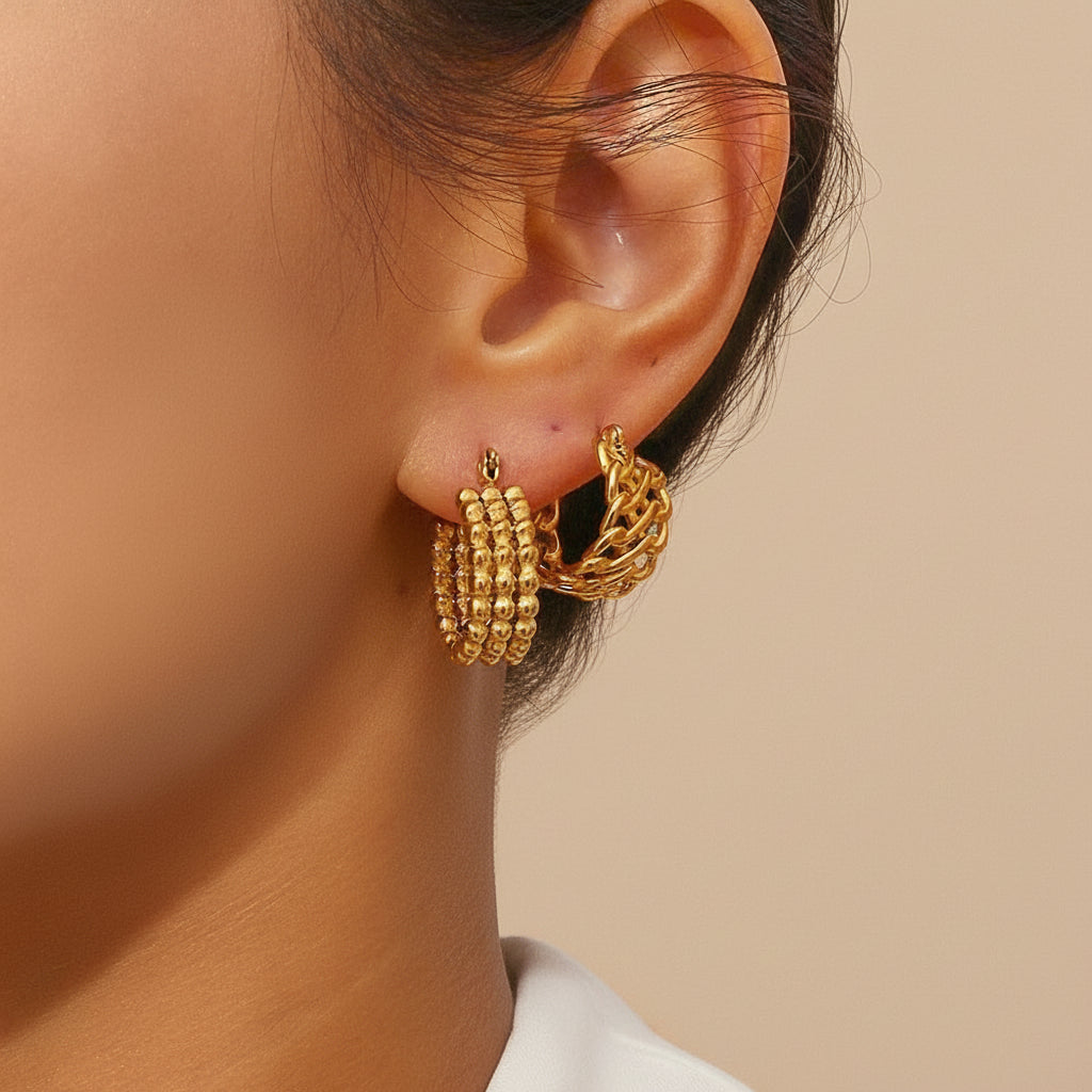 Gold-tone woven hoop earrings