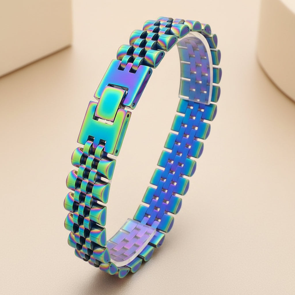 Titanium Steel Chain Bracelet – Adjustable 10mm Design | Aimaro Men’s Collection