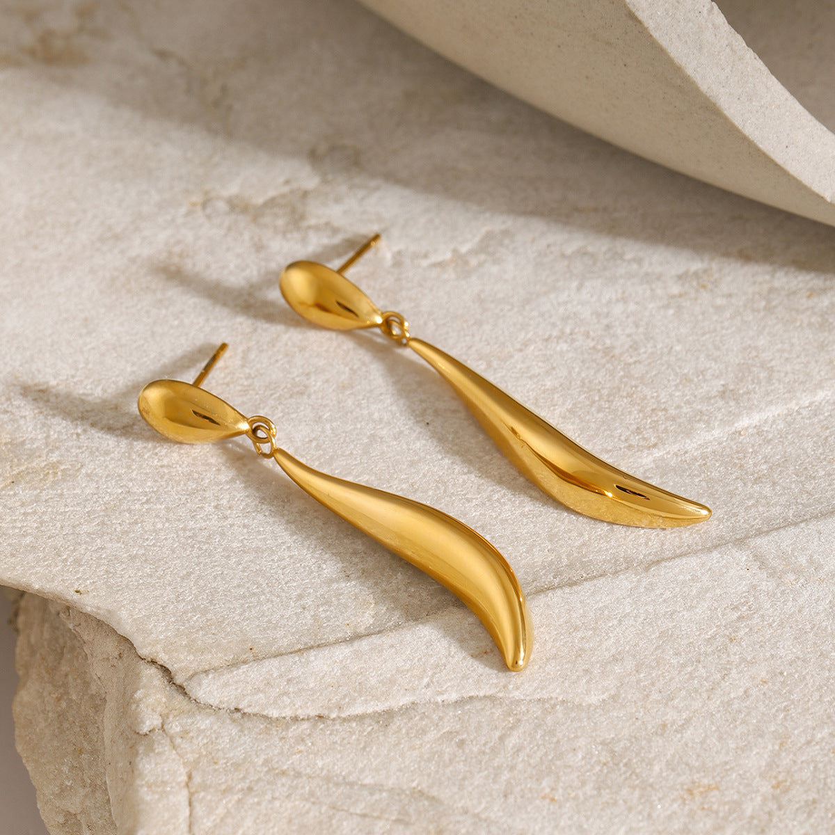 Gold Fluid Drop Earrings