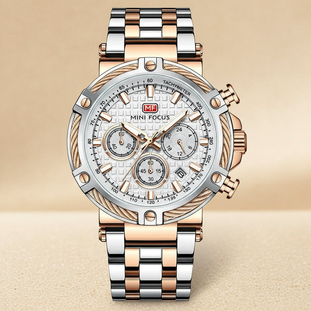 Luminous Steel Chronograph Watch for Men