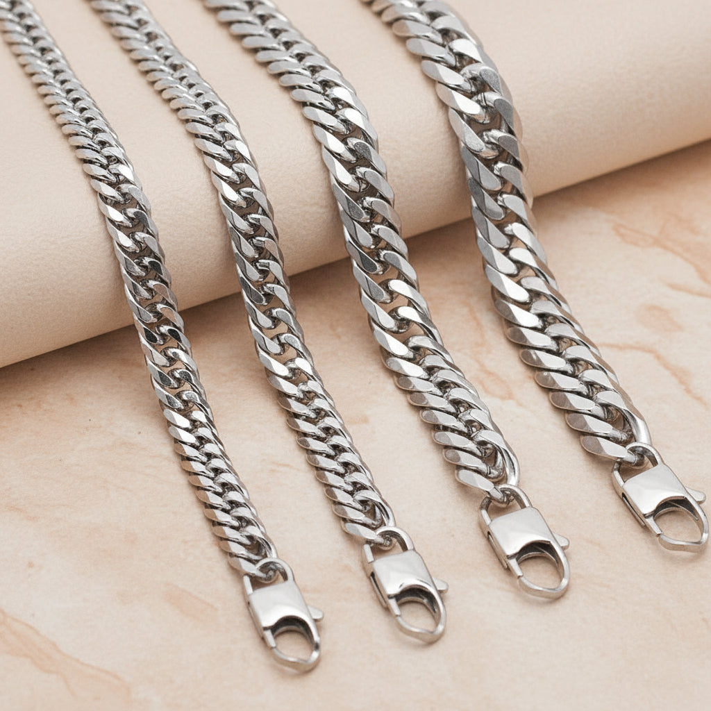 Titanium Steel Double Buckle Chain — Modern Unisex Necklace & Bracelet Set
