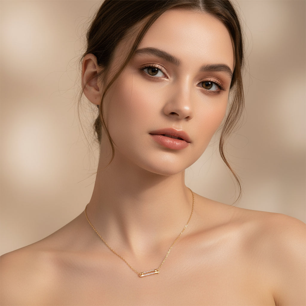 Geometric Clip Pendant Necklace — 14K Gold or Platinum Finish