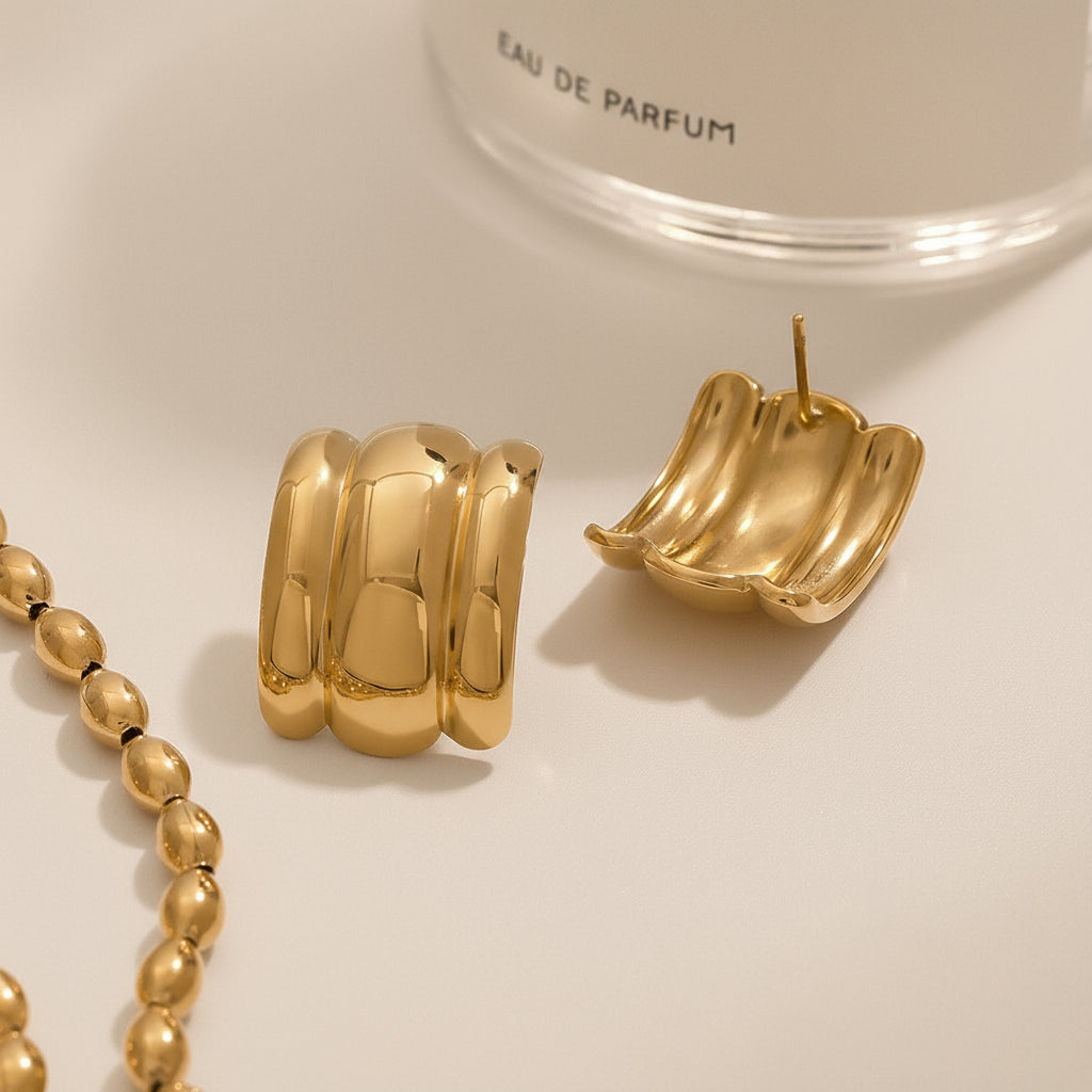 Gold Sculpted Arch Earrings