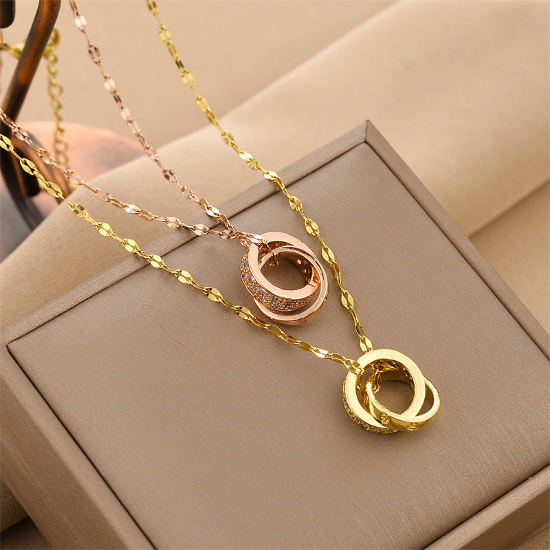 Double Ring Necklace — Titanium Steel | Gold, Silver & Rose Gold Finish