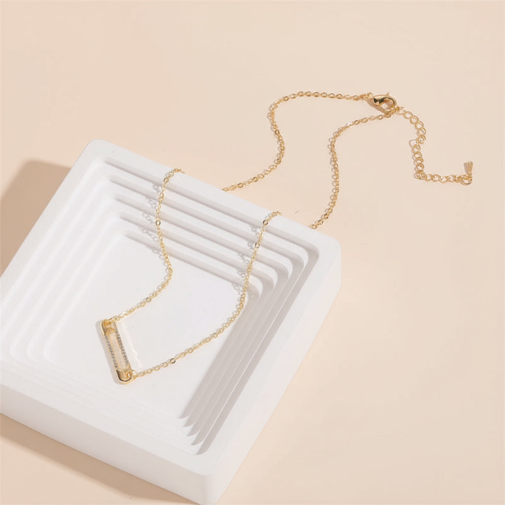 Geometric Clip Pendant Necklace — 14K Gold or Platinum Finish