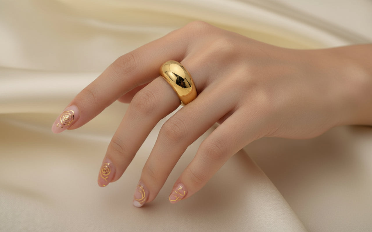 Polished Band Ring in Gold & Silver
