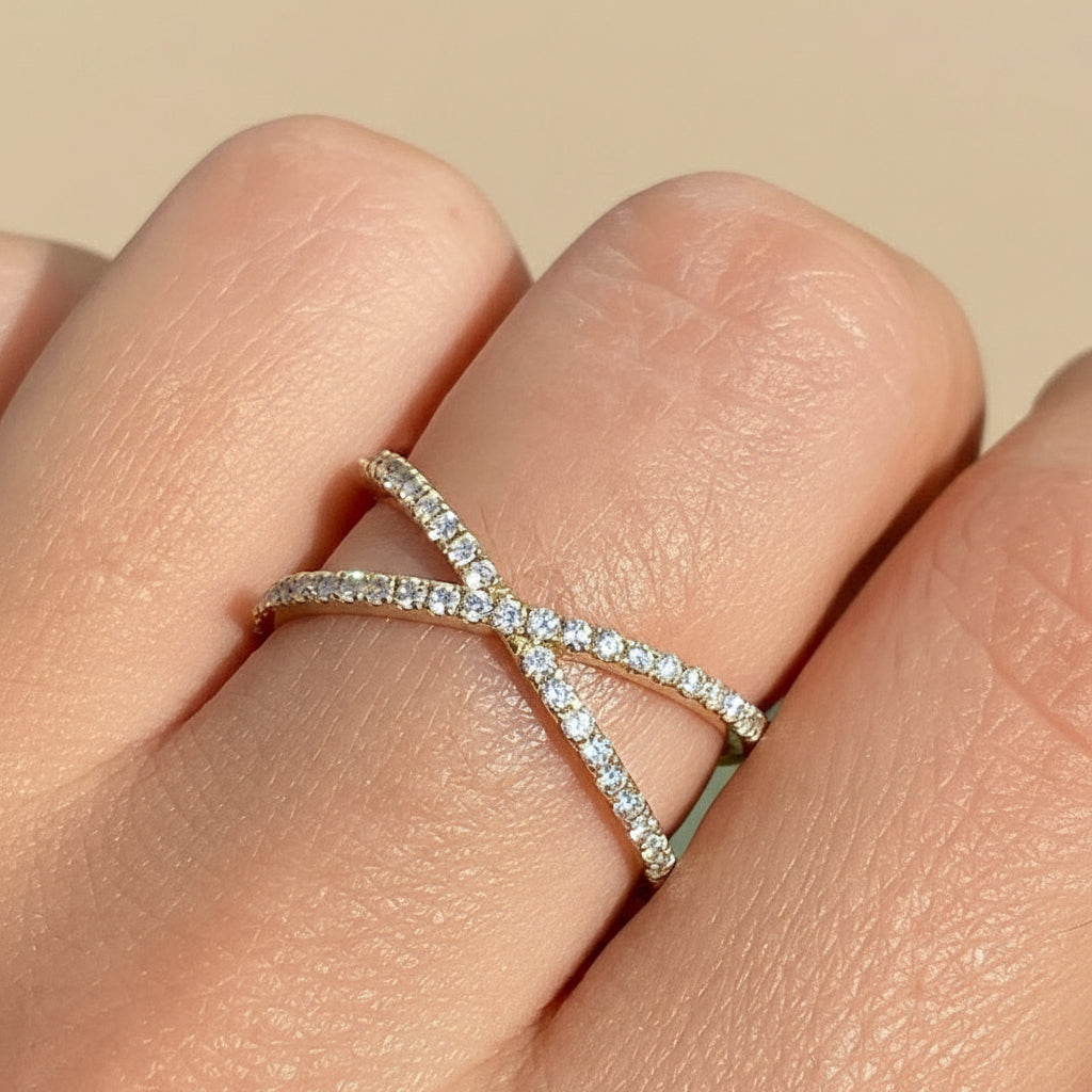 Crossover Pavé Band Ring