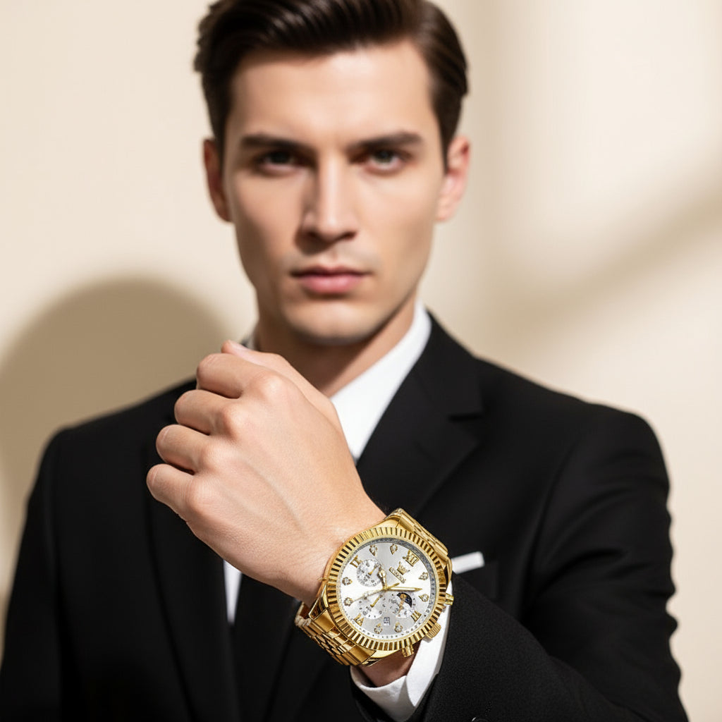 Golden Chrono Steel Watch