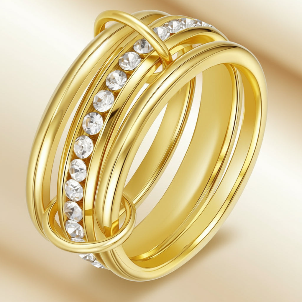 Twin Layer Gold Band Ring