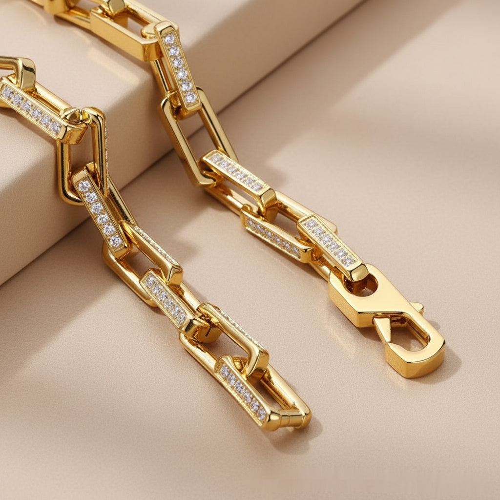 Bamboo Titanium Steel  Bracelet with Zircon Details - Unisex