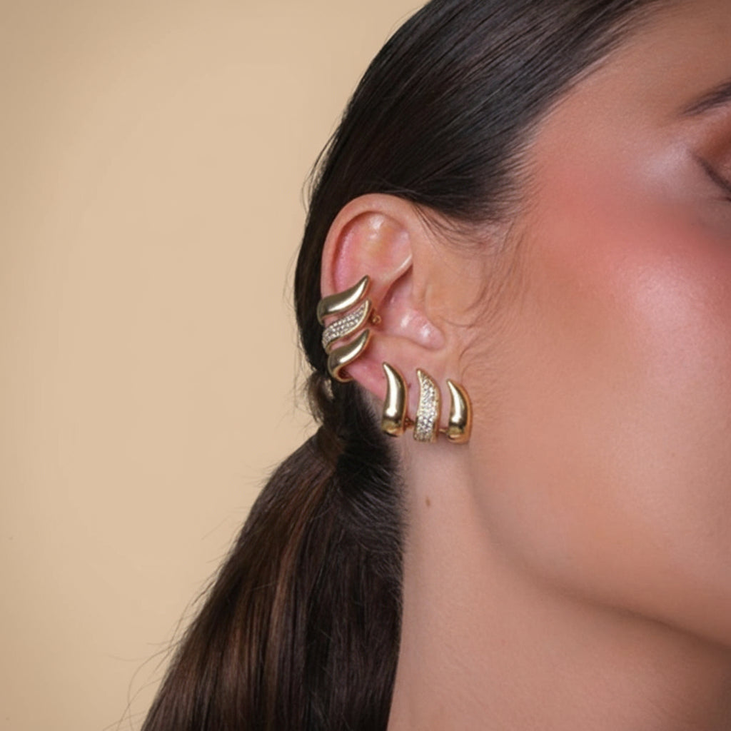 Gold Layered Wave Earrings