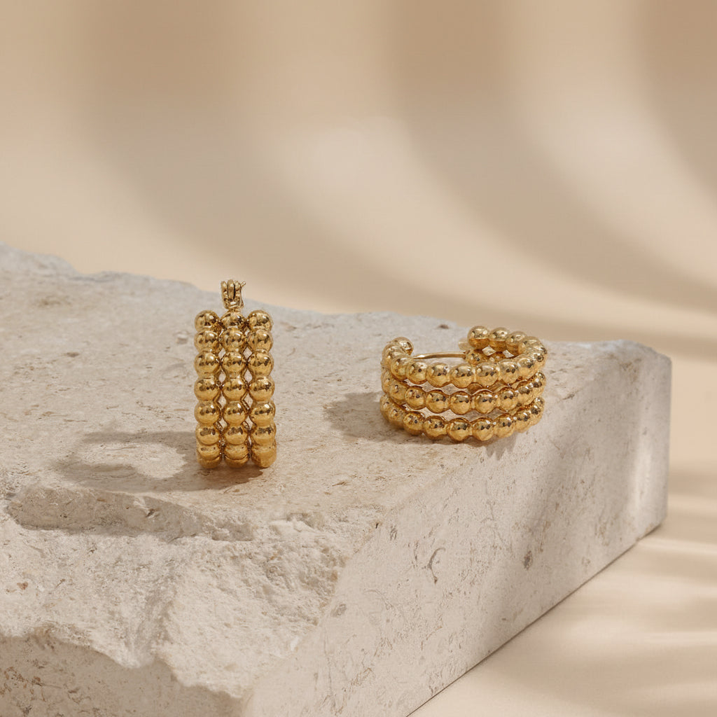 Gold-tone woven hoop earrings