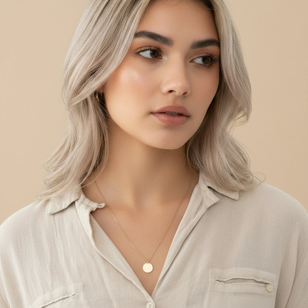 Minimal Round Pendant Necklace – 18K Gold, Silver & Rose Gold