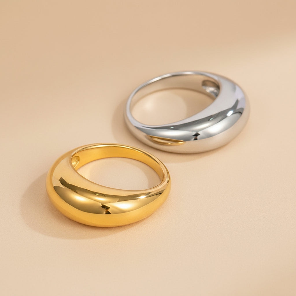 Polished Band Ring in Gold & Silver