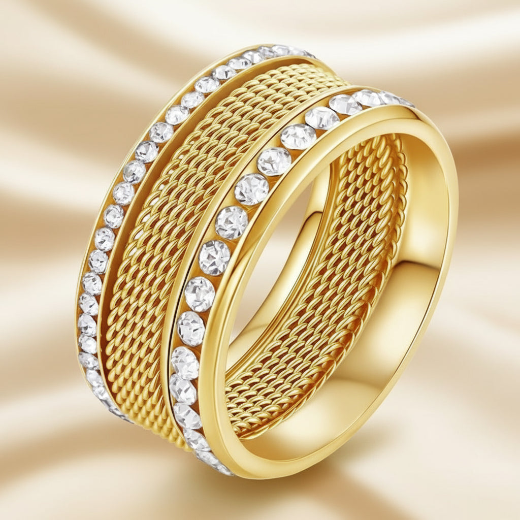 Twin Layer Gold Band Ring